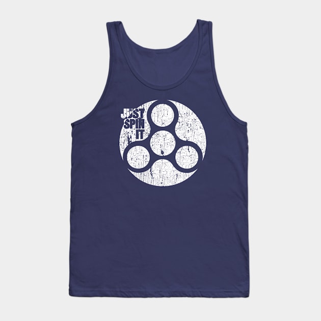 Fidget Spinner Rounded Distressed Navy Tank Top by CreativeWear